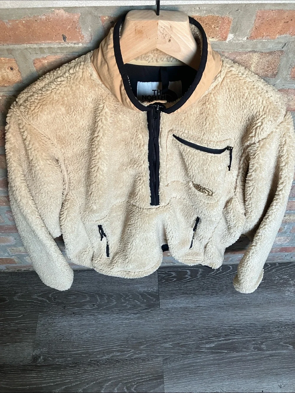 The North Face Extreme Pile Pullover in an almond butter/tan colorway